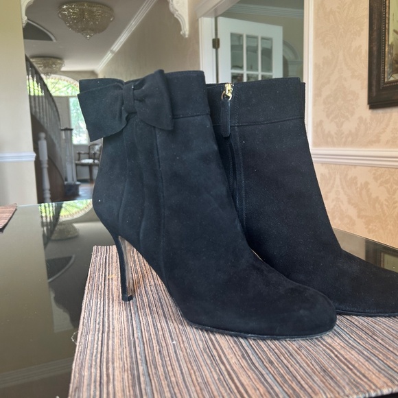 Kate Spade “Kristi” Black Suede Boots with Bow Size 10 - Picture 4 of 7